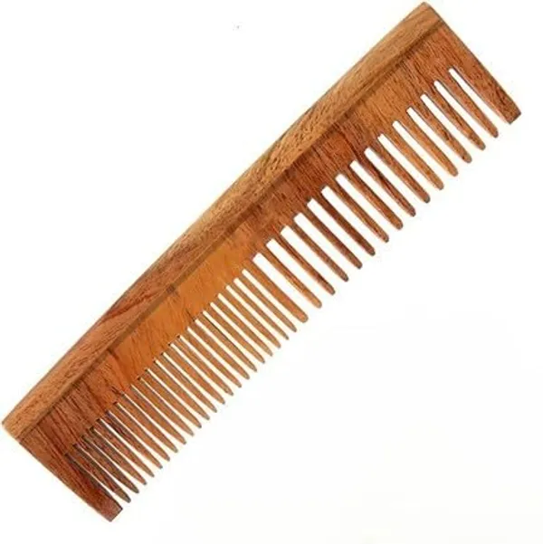 Dual Tooth Neem Wood Comb - Herbal Oil Infused