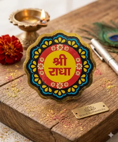Shri Radha Naam Round Wall Board - 4 Sizes Available