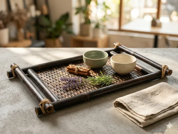 Handcrafted Bamboo Tea & Coffee Serving Tray