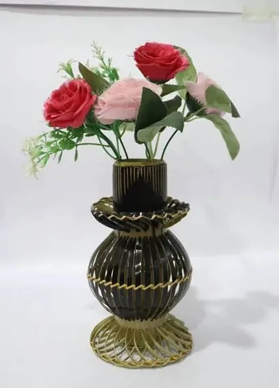 HunarKraft Bamboo Flower Pot - Natural Wood Art
