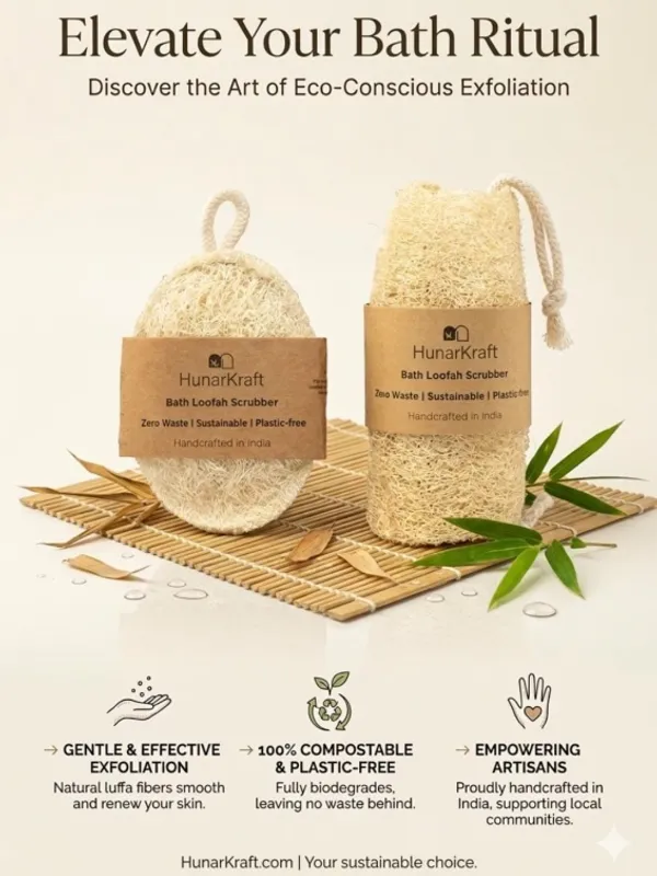 Village Natural Loofah Bath Scrubber with Handle