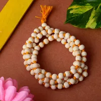 White Chandan Jaap Mala - 108 Natural Sandalwood Beads - image 1