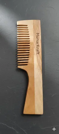 Pure Neem Wood Comb with Handle - Anti-Dandruff - image 1